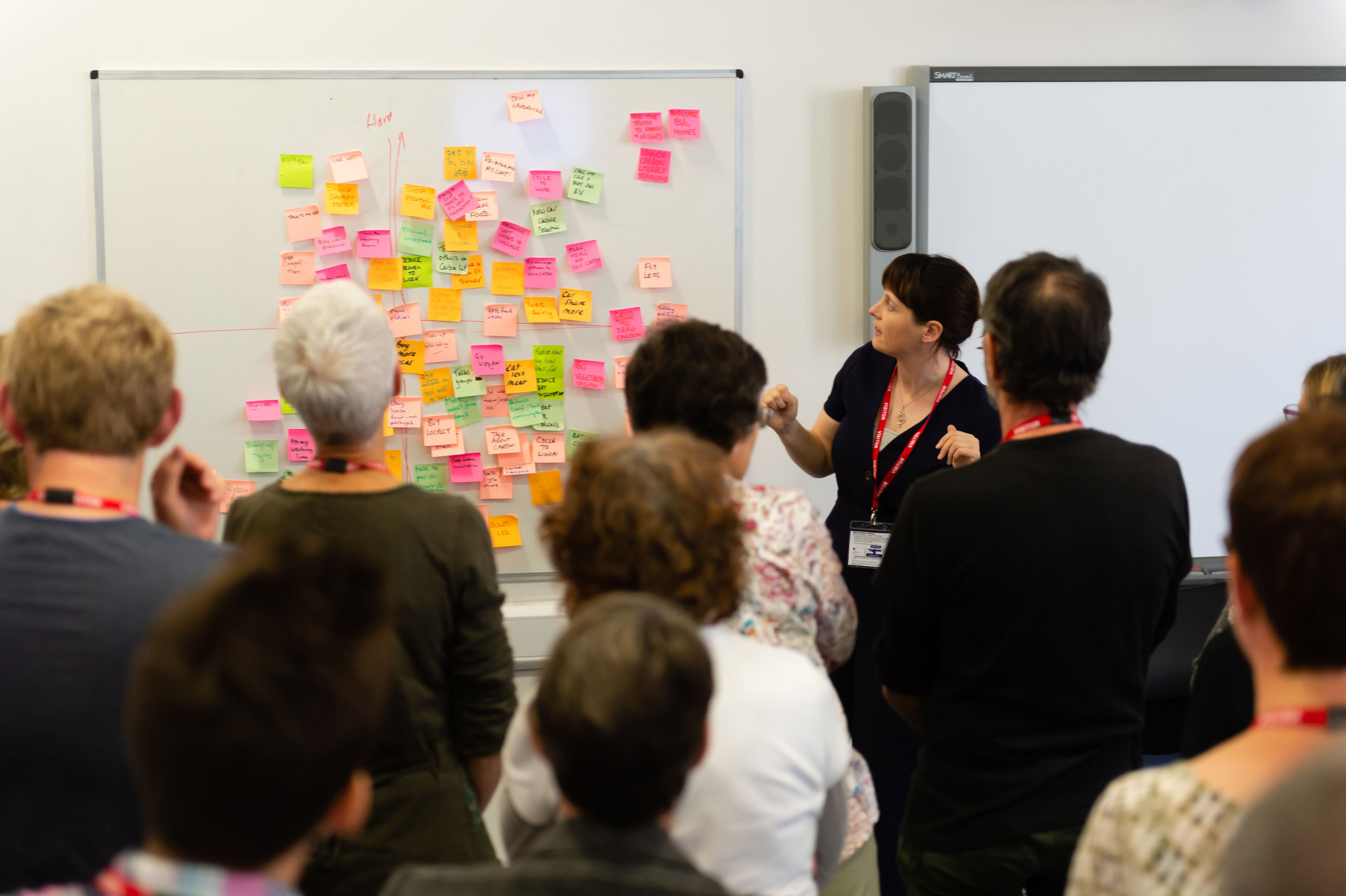 Delegates discussing the carbon footprint of a range of objects