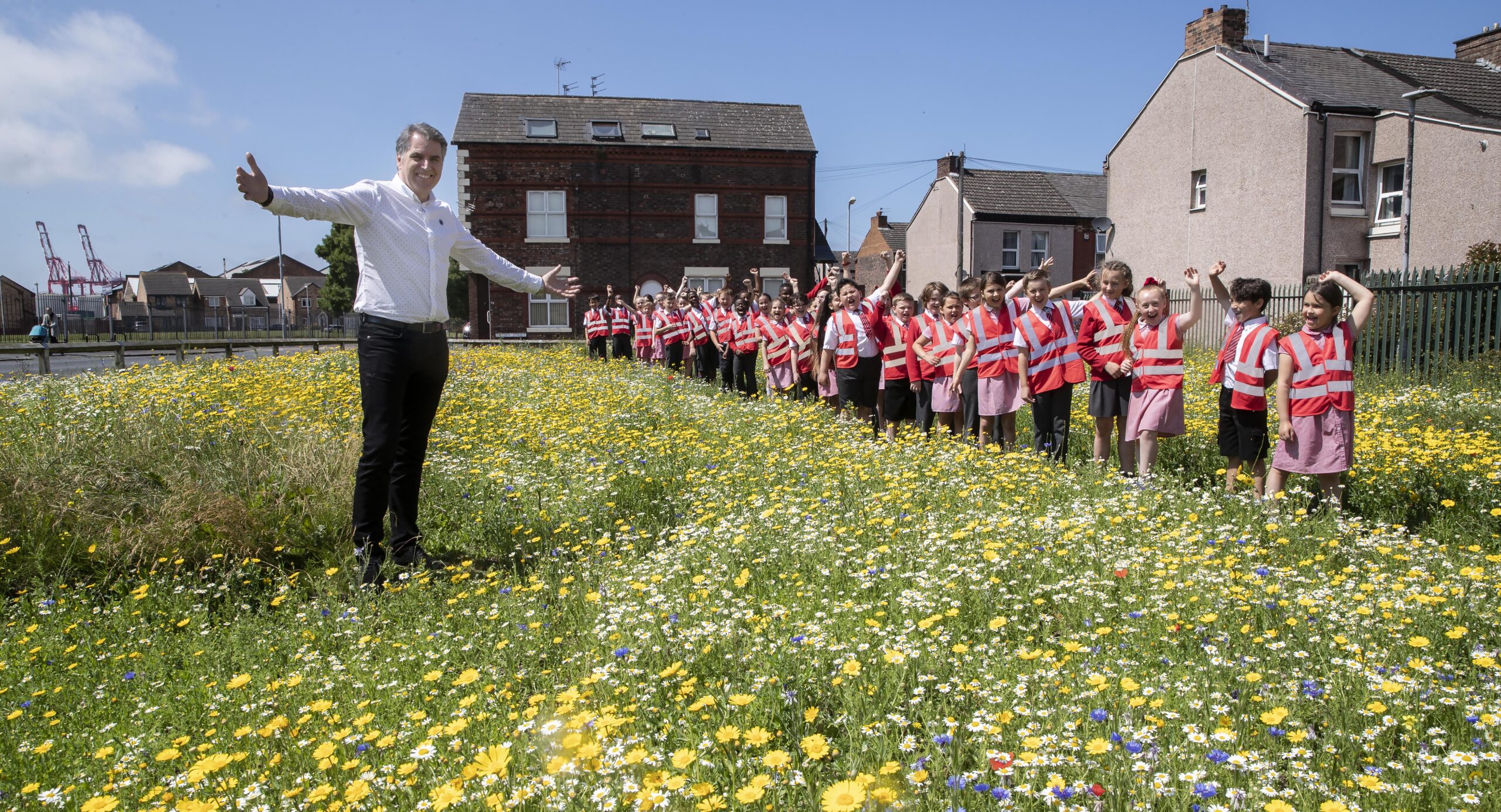 Stunning wildflower meadows sown by local children have transformed derelict land in Liverpool City Region - bringing colour and nature to urban communities.The ten sites - now in full bloom - were created by the Head North for Beauty project with a £49,000 grant from the £500,000 Liverpool City Region Community Environment Fund, established by Metro Mayor Steve Rotheram. Picture Jason Roberts